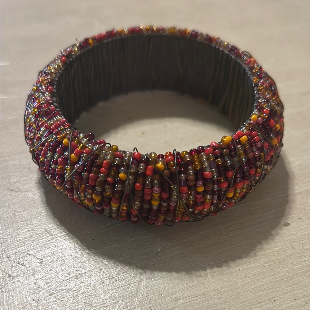 Multicolor Beaded Bangle Bracelet Small